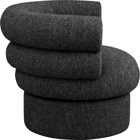 Circlet Black Linen Textured Fabric Accent Swivel Chair Black