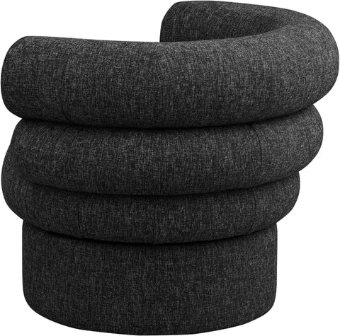 Circlet Black Linen Textured Fabric Accent Swivel Chair Black