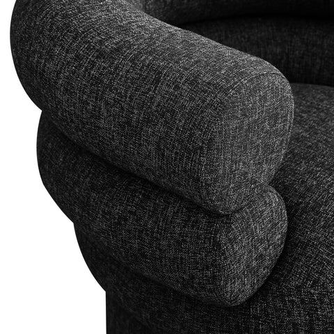 Circlet Black Linen Textured Fabric Accent Swivel Chair Black
