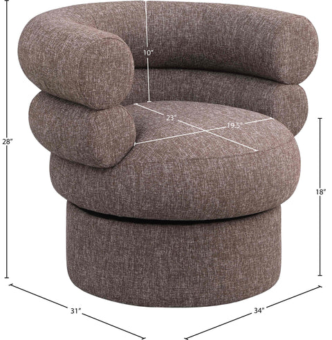 Circlet Brown Linen Textured Fabric Accent Swivel Chair Brown