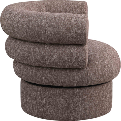 Circlet Brown Linen Textured Fabric Accent Swivel Chair Brown