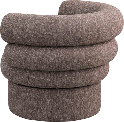 Circlet Brown Linen Textured Fabric Accent Swivel Chair Brown