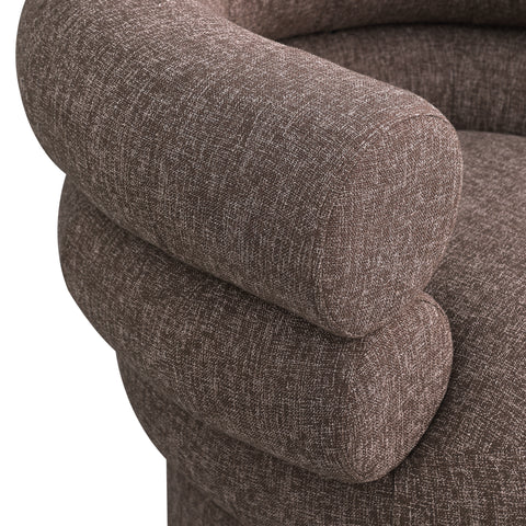 Circlet Brown Linen Textured Fabric Accent Swivel Chair Brown