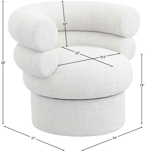 Circlet Cream Linen Textured Fabric Accent Swivel Chair Cream