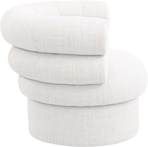 Circlet Cream Linen Textured Fabric Accent Swivel Chair Cream