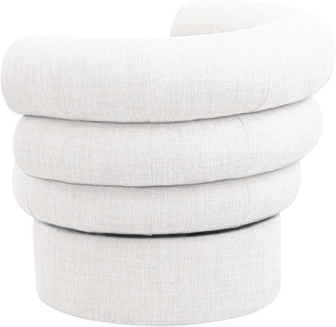 Circlet Cream Linen Textured Fabric Accent Swivel Chair Cream