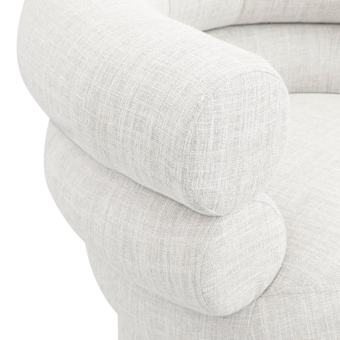 Circlet Cream Linen Textured Fabric Accent Swivel Chair Cream