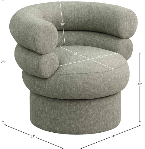 Circlet Green Linen Textured Fabric Accent Swivel Chair Green