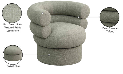 Circlet Green Linen Textured Fabric Accent Swivel Chair Green