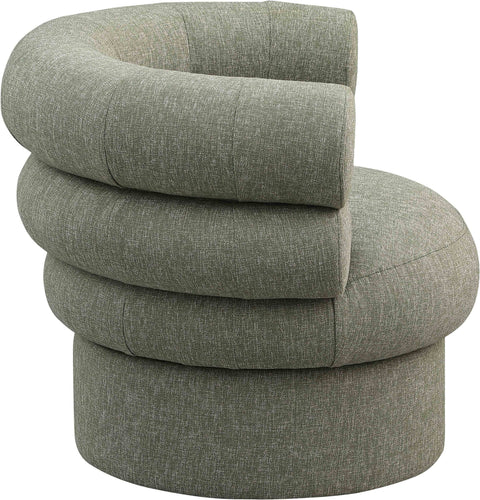 Circlet Green Linen Textured Fabric Accent Swivel Chair Green