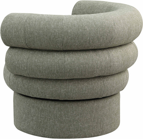 Circlet Green Linen Textured Fabric Accent Swivel Chair Green