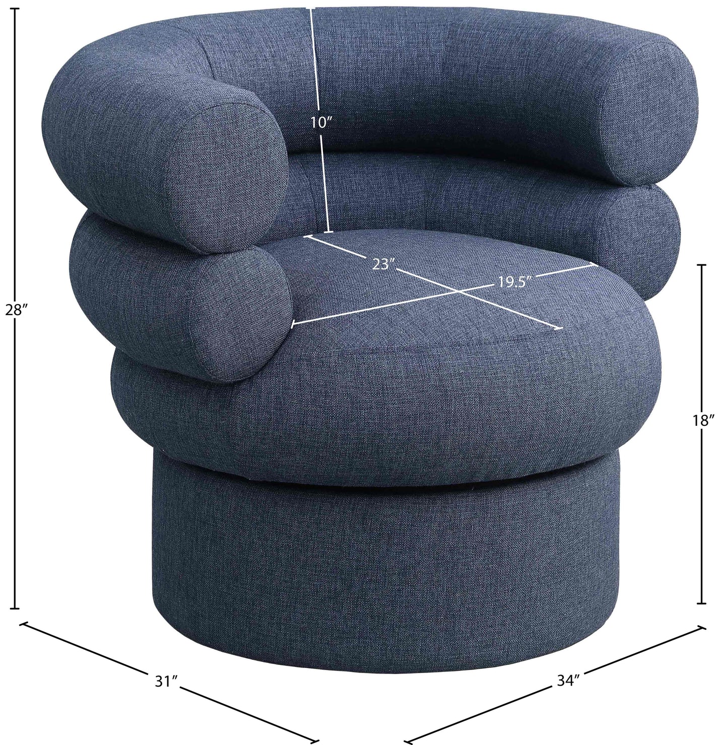 circlet dark navy linen textured fabric accent swivel chair navy