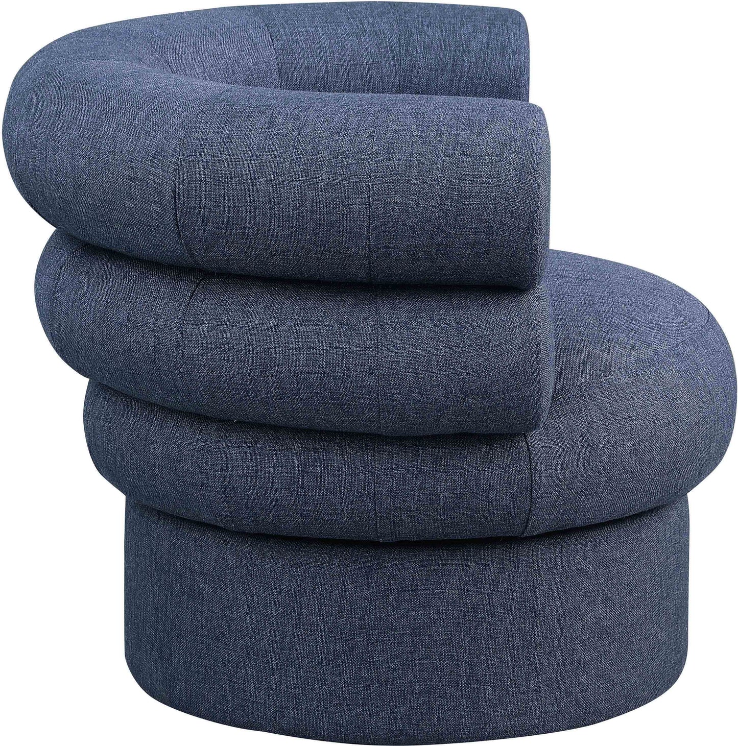 circlet dark navy linen textured fabric accent swivel chair navy