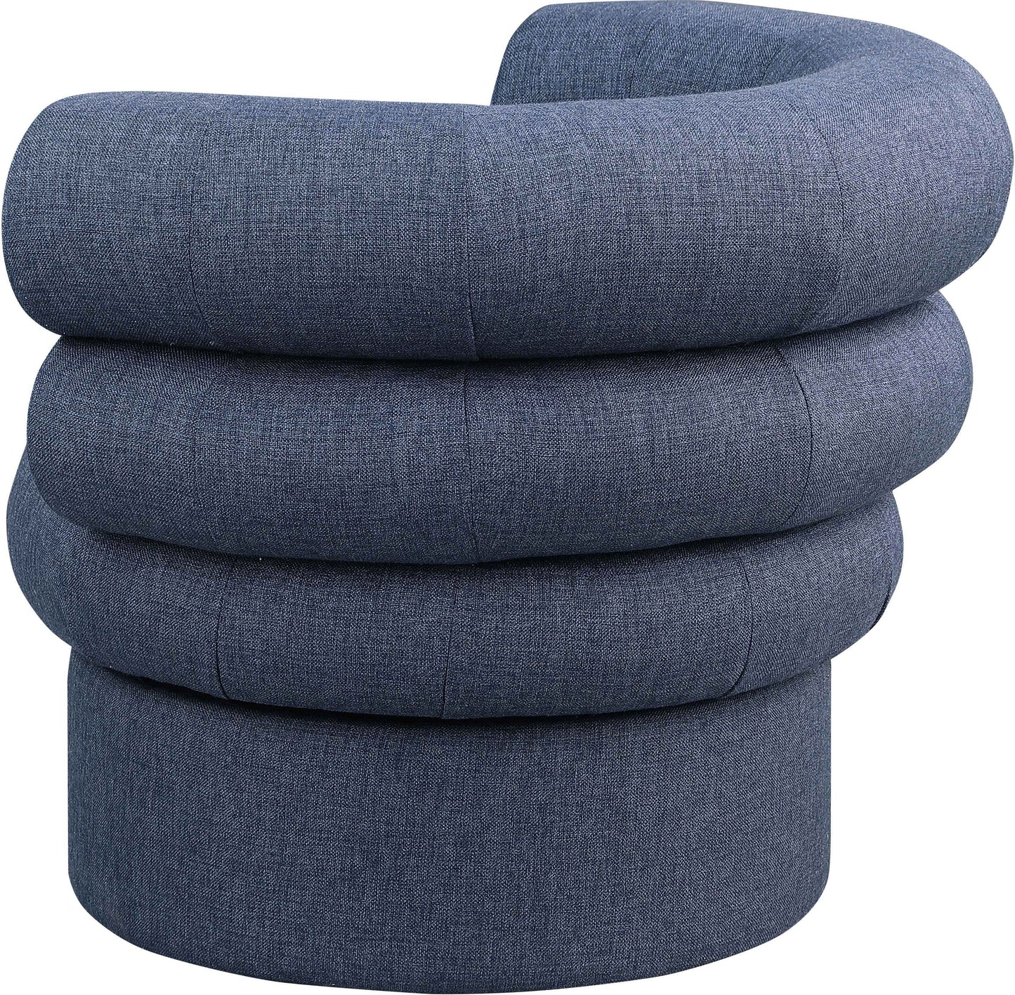 circlet dark navy linen textured fabric accent swivel chair navy