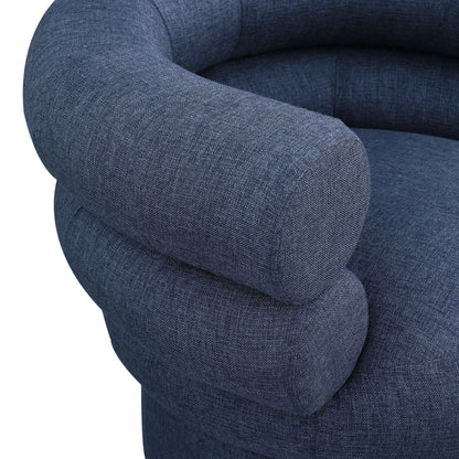 Circlet Dark Navy Linen Textured Fabric Accent Swivel Chair Navy