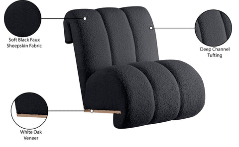 Lennox Black Faux Sheepskin Upholstered Accent Chair, 1 Piece