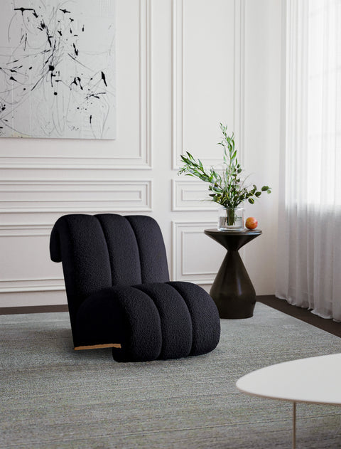 Lennox Black Faux Sheepskin Upholstered Accent Chair, 1 Piece