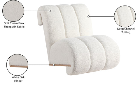 Lennox Cream Faux Sheepskin Upholstered Accent Chair, 1 Piece