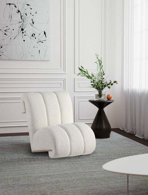 Lennox Cream Faux Sheepskin Upholstered Accent Chair, 1 Piece