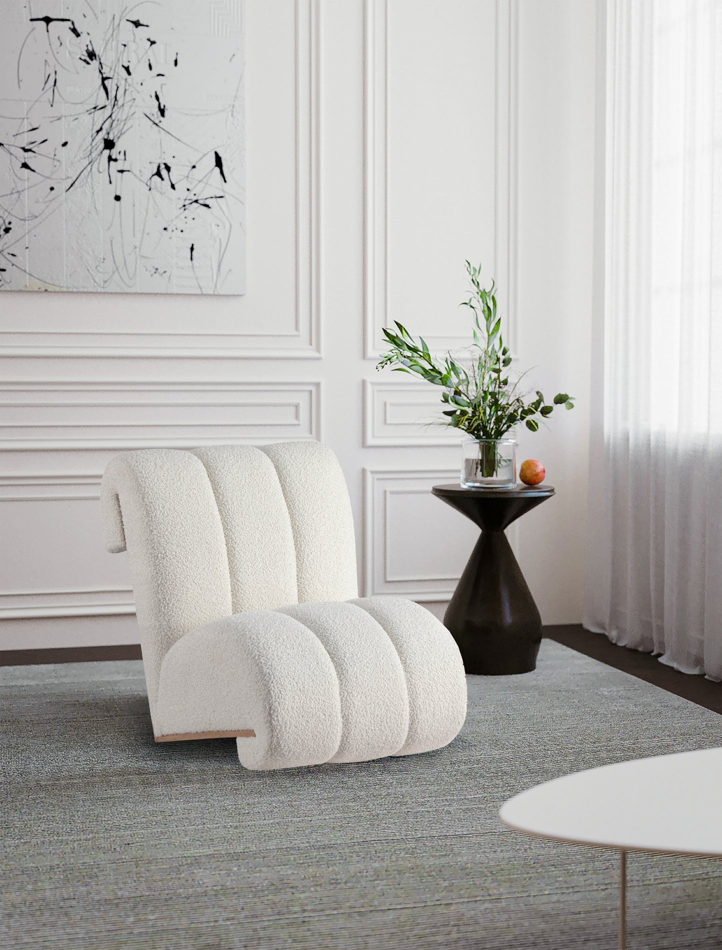 bordeaux cream faux sheepskin accent chair