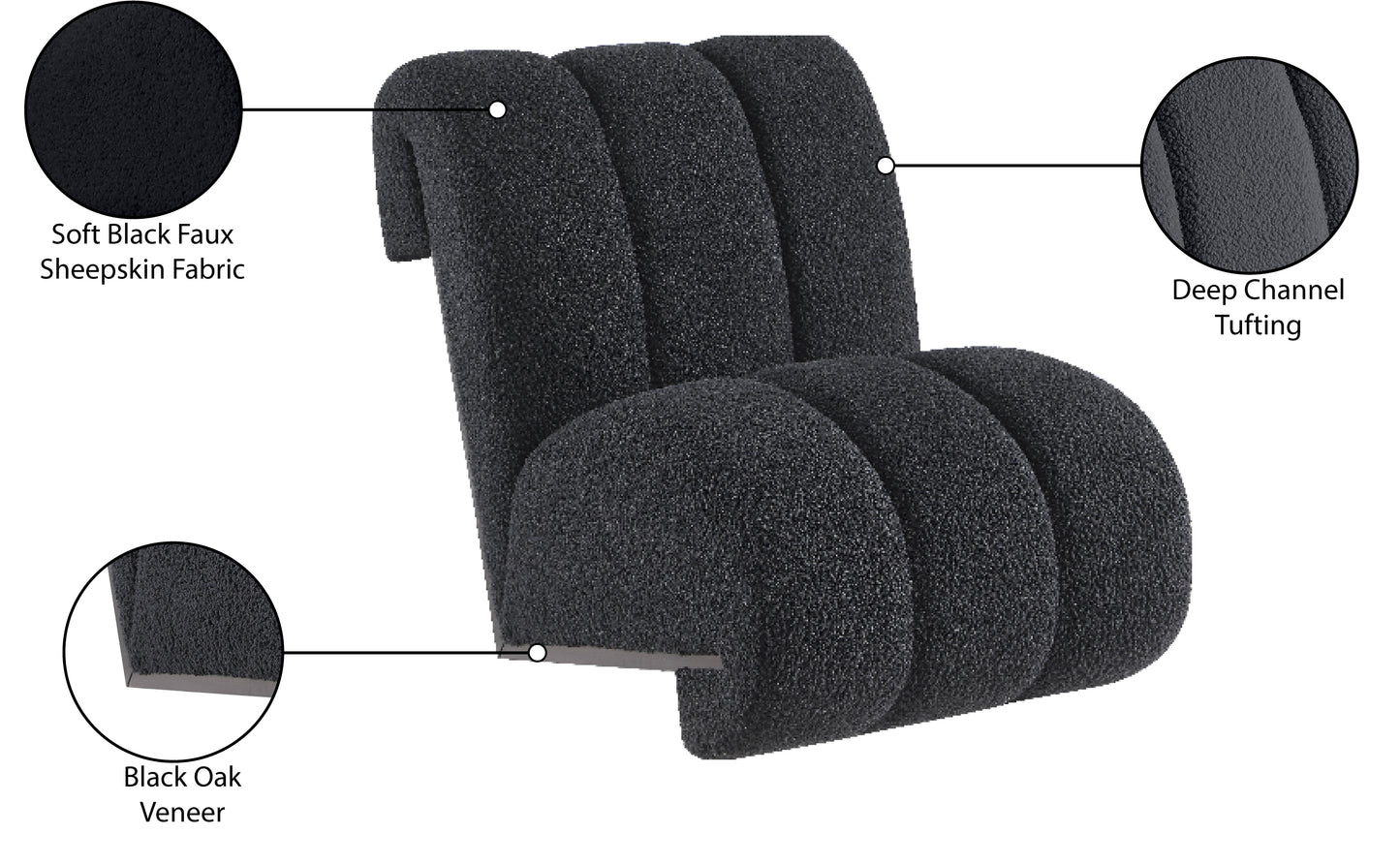 beaumont black faux sheepskin accent chair black