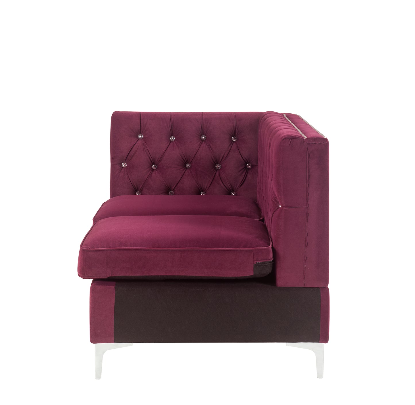 dreena modular - armless loveseat w/2 pillows, burgundy velvet