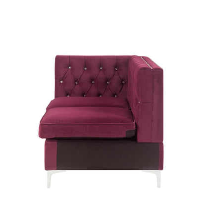 Dreena Modular - Armless Loveseat W/2 Pillows, Burgundy Velvet