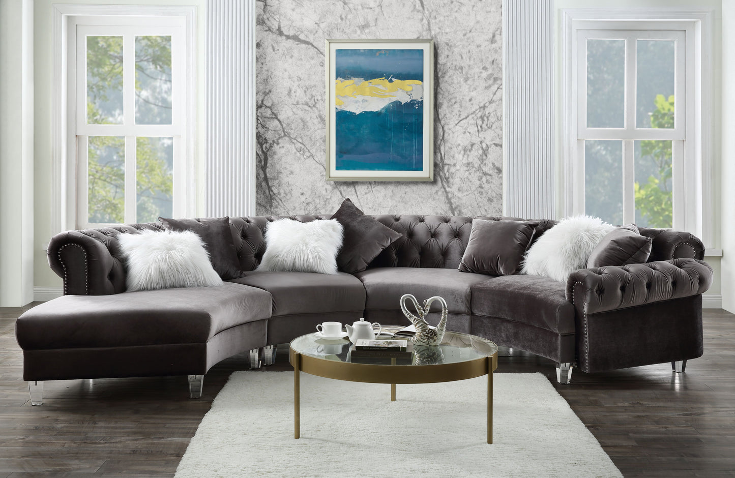 sectional sofa w/7 pillows