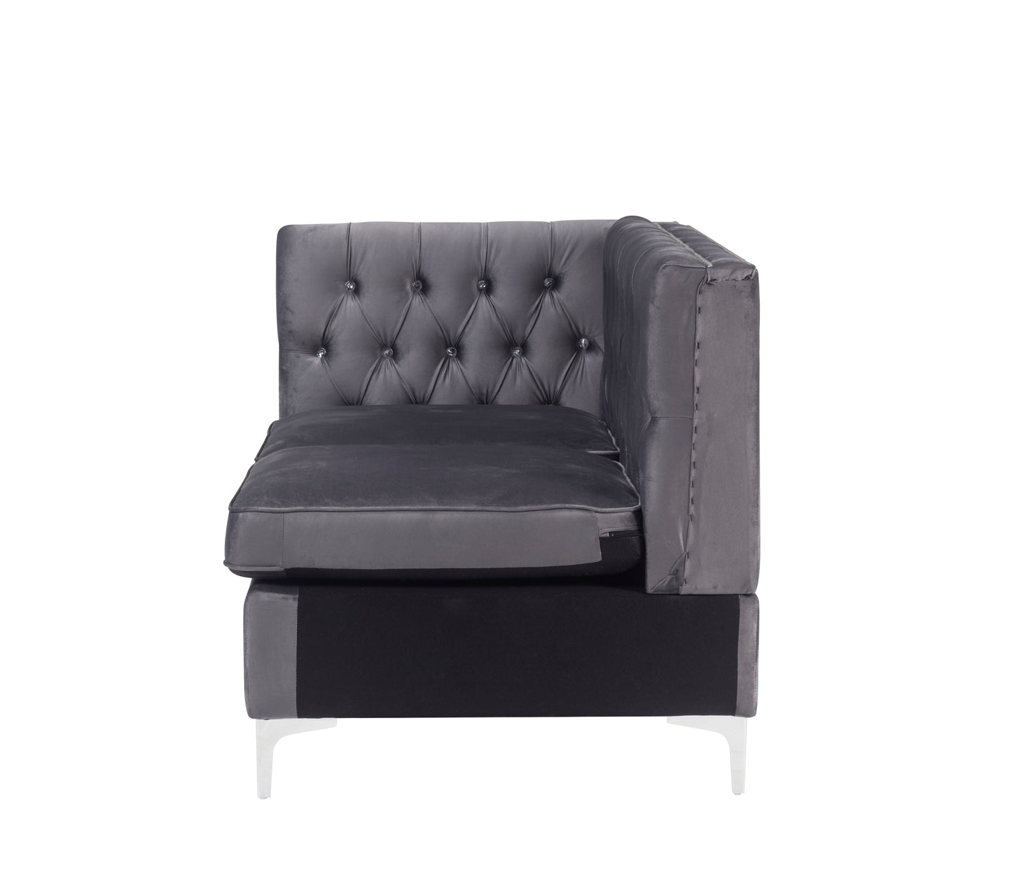 dreena modular - armless loveseat w/2 pillows, gray velvet