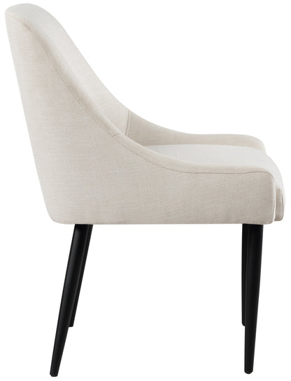 Emily Beige Linen Textured Fabric Dining Chair C