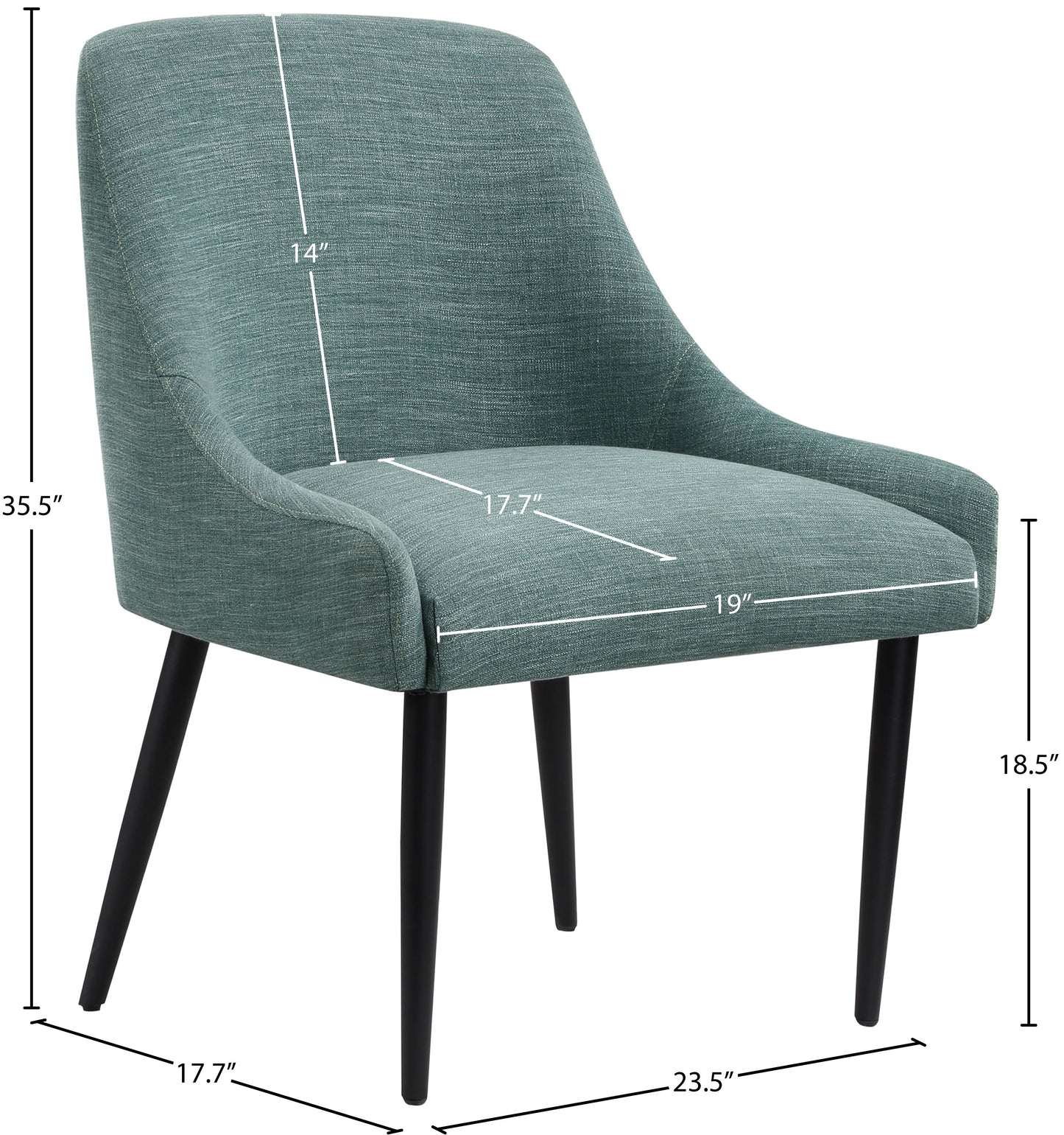 emily green linen textured fabric dining chair c