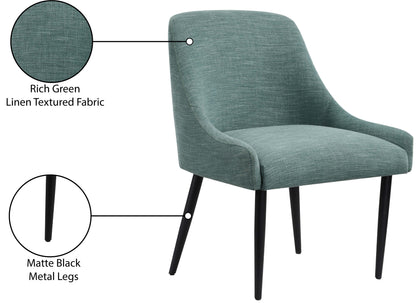 Emily Green Linen Textured Fabric Dining Chair C