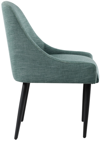 Emily Green Linen Textured Fabric Dining Chair C