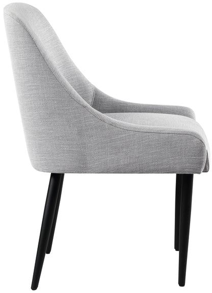 Emily Grey Linen Textured Fabric Dining Chair C