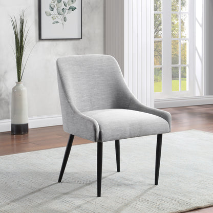 Emily Grey Linen Textured Fabric Dining Chair C