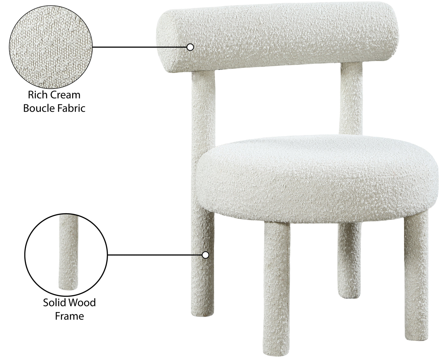 elle cream boucle fabric accent chair cream