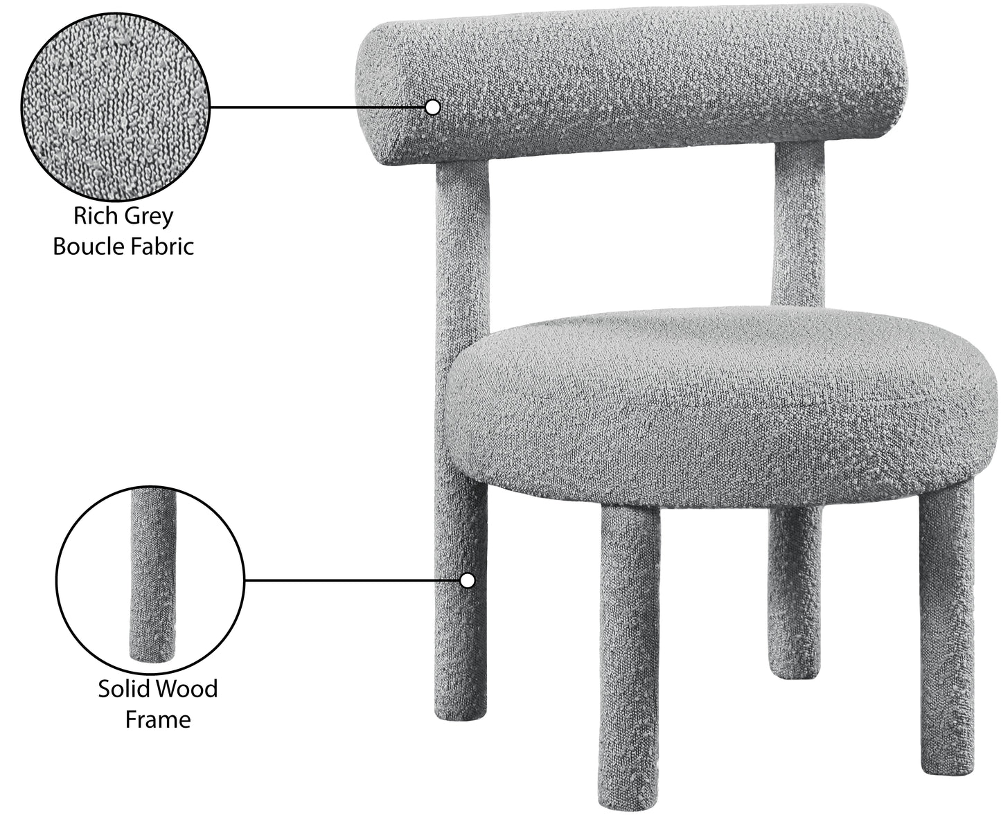 elle grey boucle fabric accent chair grey