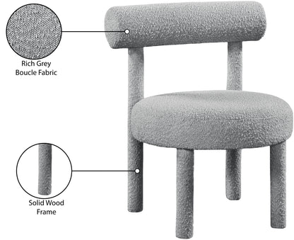 Elle Grey Boucle Fabric Accent Chair Grey