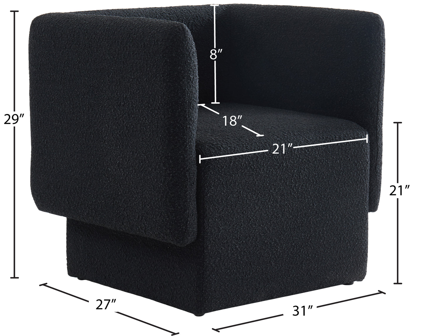 curl black boucle fabric accent chair black