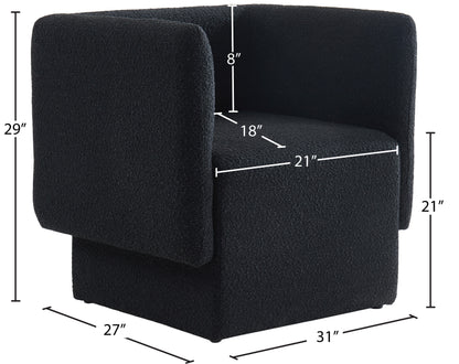 Curl Black Boucle Fabric Accent Chair Black