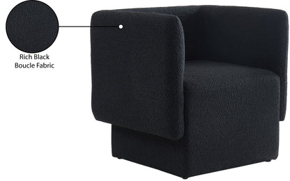 Curl Black Boucle Fabric Accent Chair Black