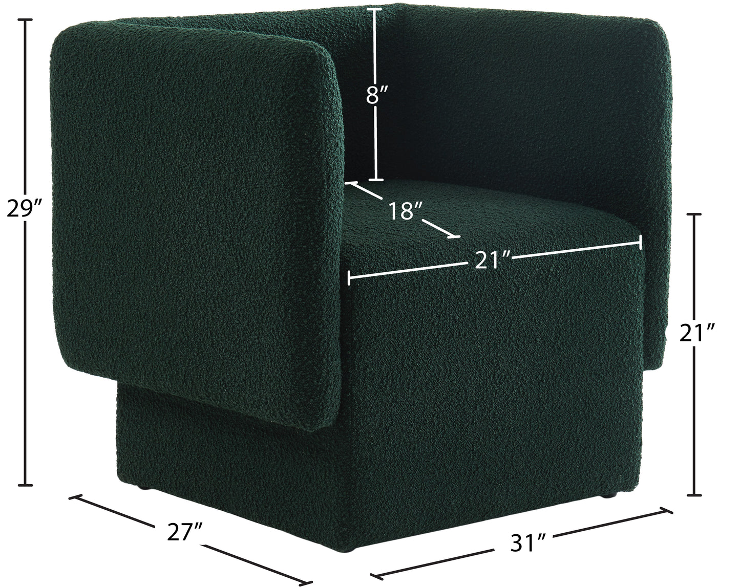 curl green boucle fabric accent chair green