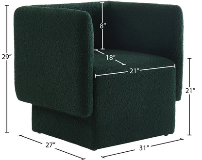 Curl Green Boucle Fabric Accent Chair Green