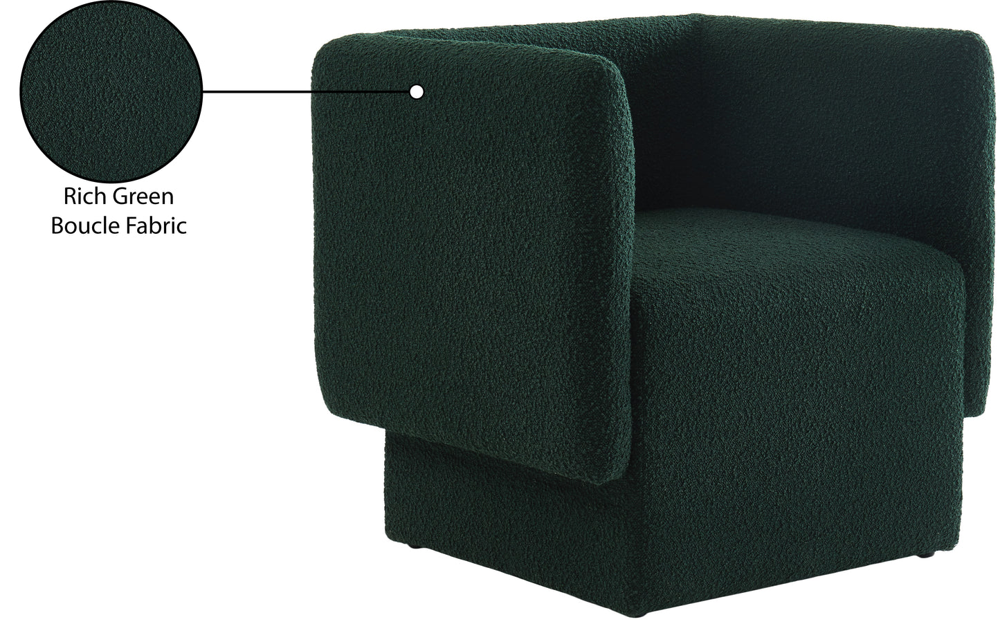 curl green boucle fabric accent chair green