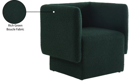 Curl Green Boucle Fabric Accent Chair Green