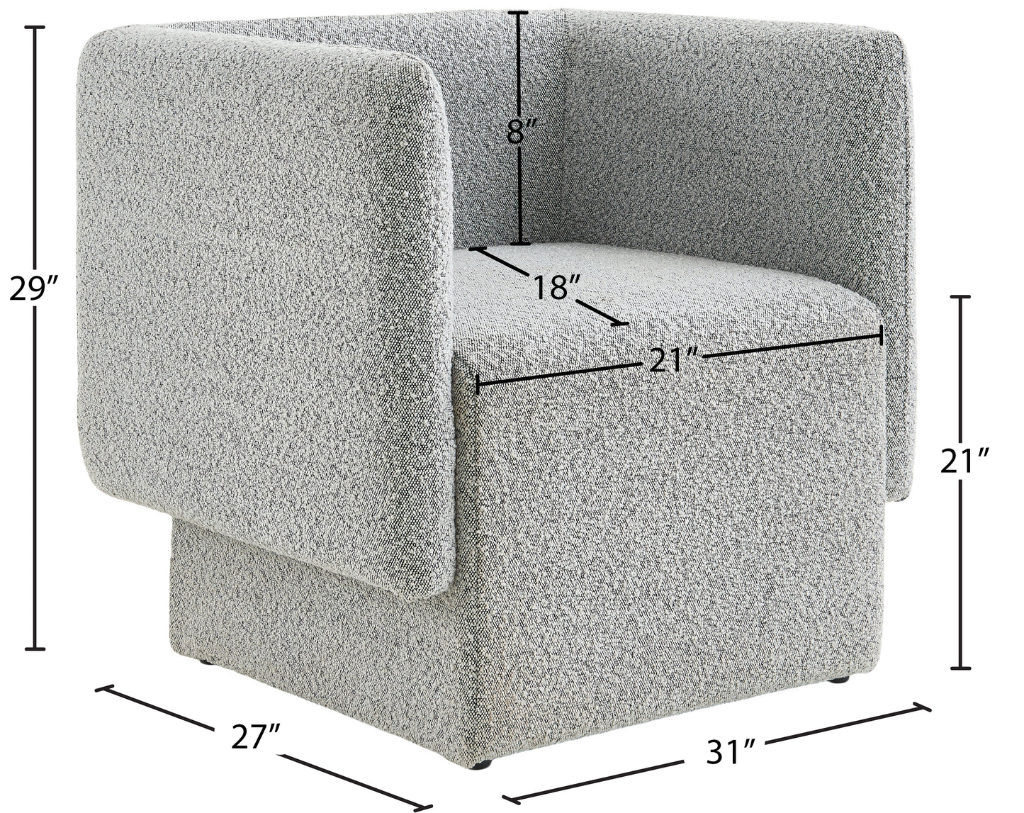 curl grey boucle fabric accent chair grey