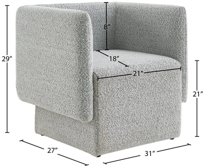 Curl Grey Boucle Fabric Accent Chair Grey