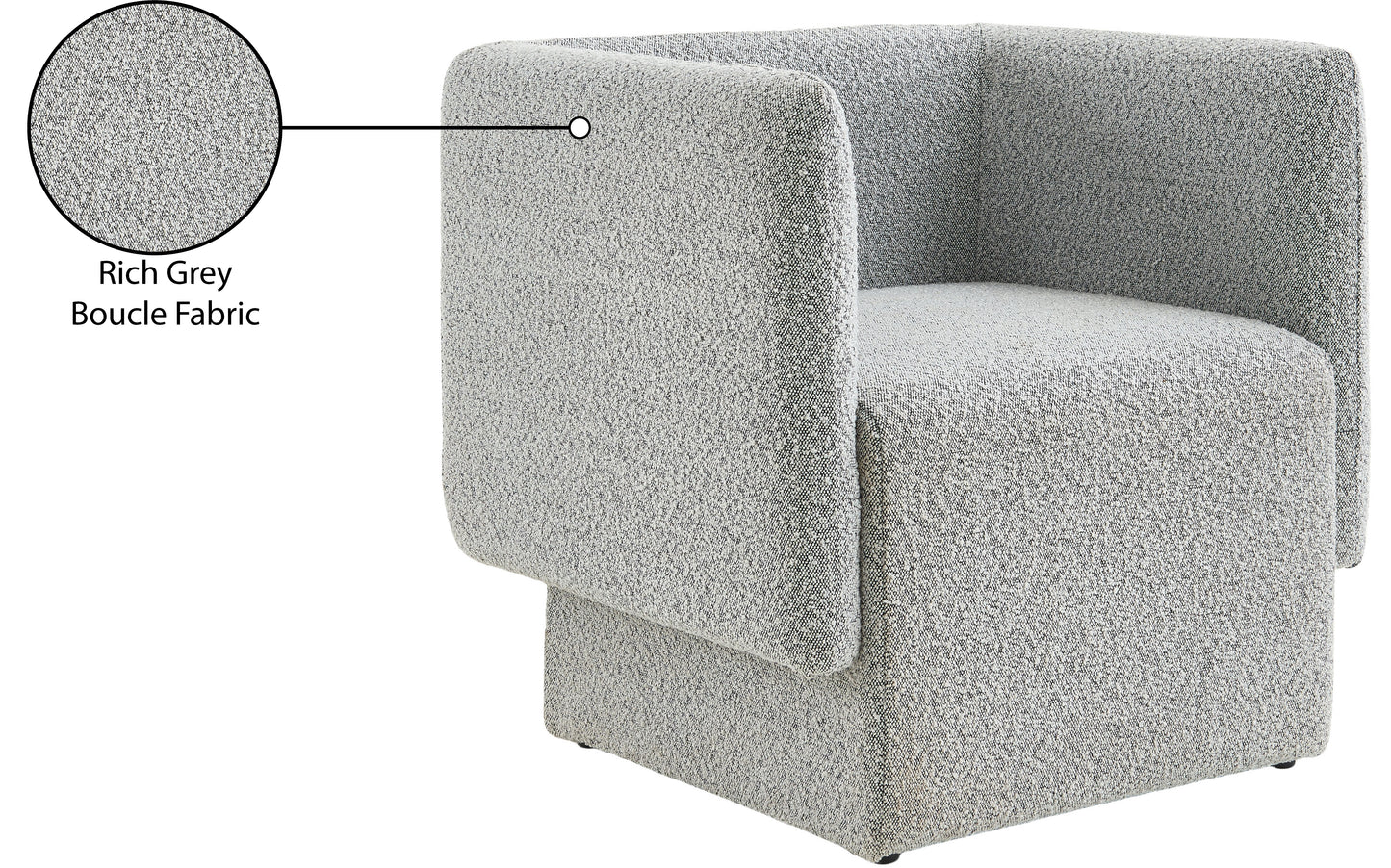 curl grey boucle fabric accent chair grey