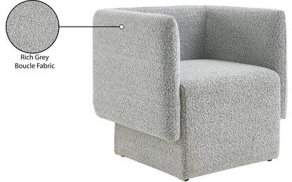 Curl Grey Boucle Fabric Accent Chair Grey