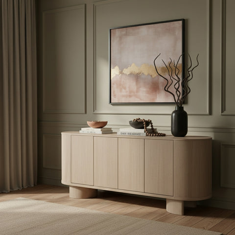Camden Natural Oak Veneer And Solid Wood Sideboard/Buffet, 1 Piece